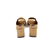 Dolce & Gabbana Ciabattina Pelle e Tela Damascata Oro