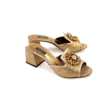 Dolce & Gabbana Ciabattina Pelle e Tela Damascata Oro