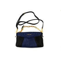 Miu Miu Pochette Biker Pelle Nera e Blu