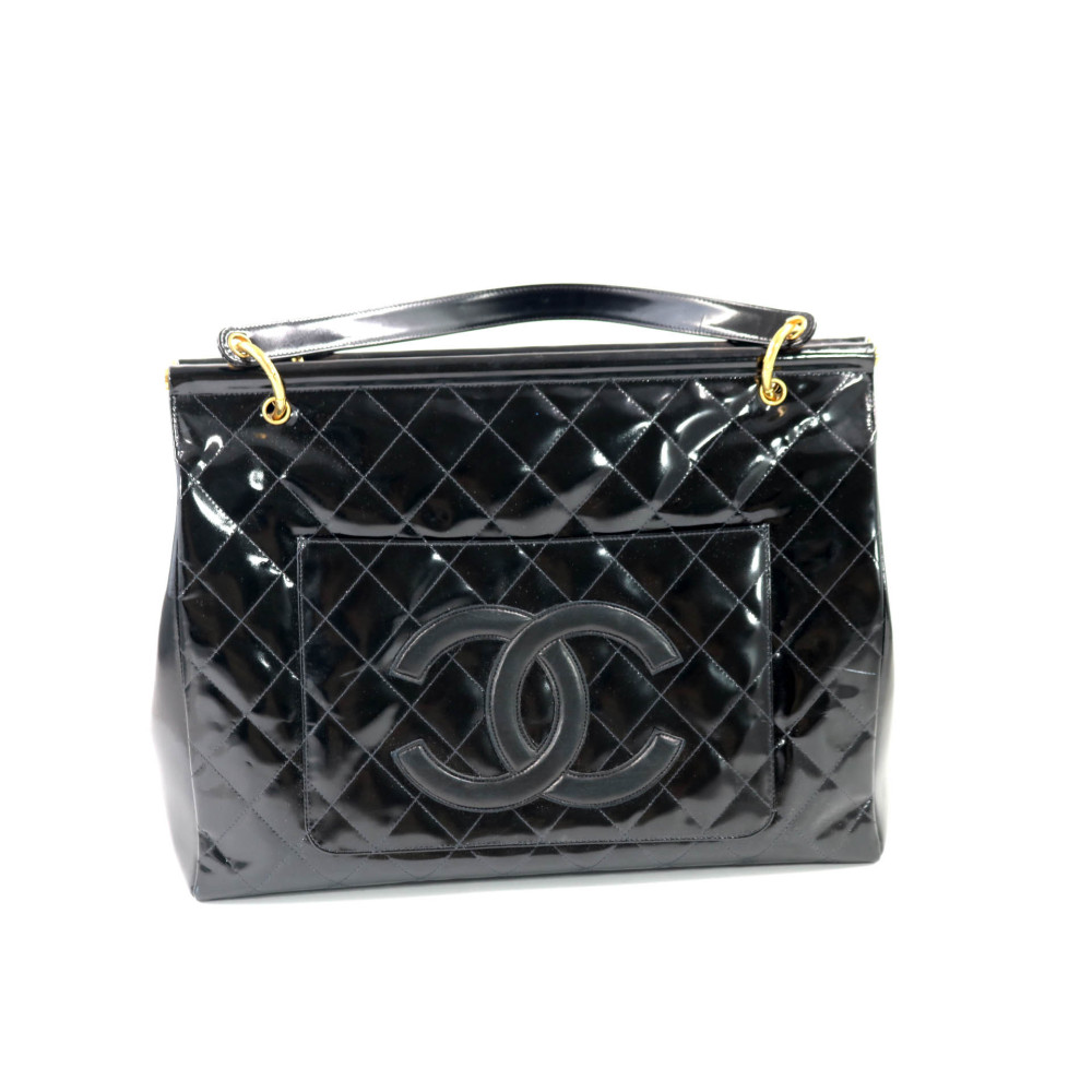 Chanel Tote Bag Shopping Vernis Nera