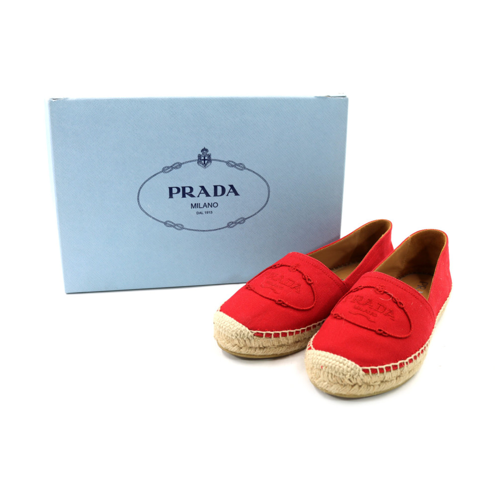 Prada Espadrillas Tela Rossa