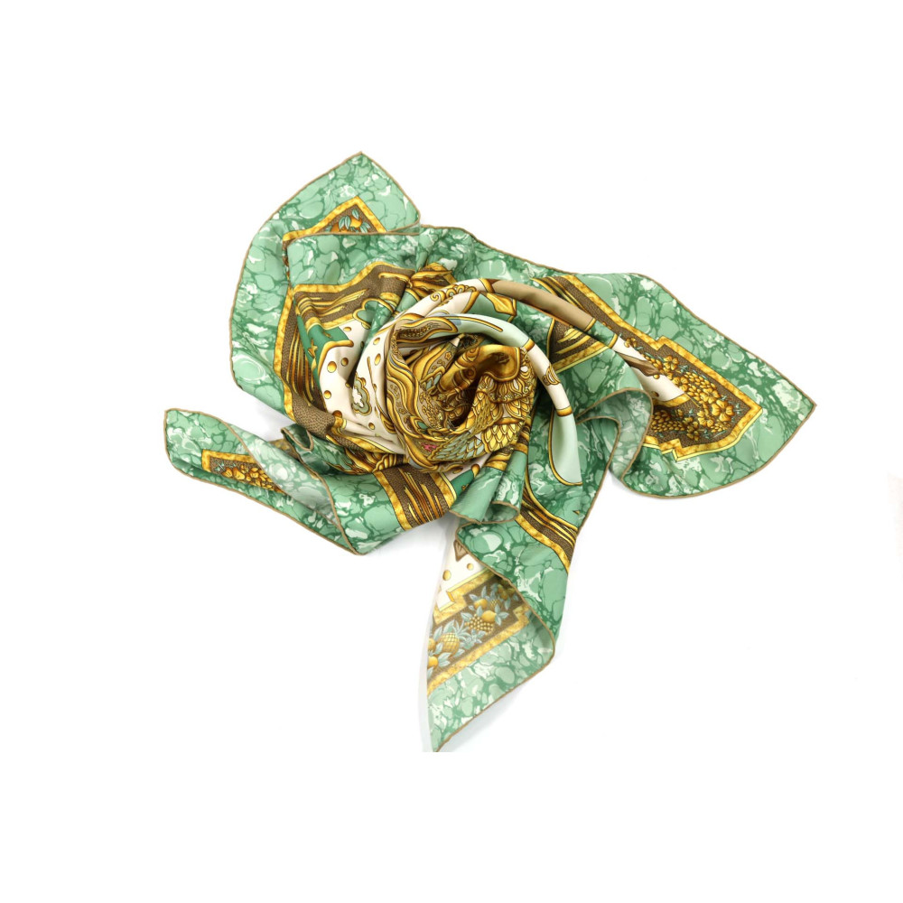 Hermes Foulard "Carpe Diem" Seta Verde e Oro