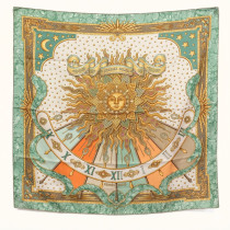 Hermes Foulard "Carpe Diem" Seta Verde e Oro