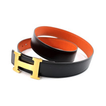 Hermes Cintura Pelle Nera e Arancio