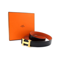 Hermes Cintura Pelle Nera e Arancio