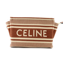 Celine Pochette Thais Tessuto Arancione e Bianco