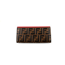 Fendi Portafoglio Continental Pelle Marrone e Rossa