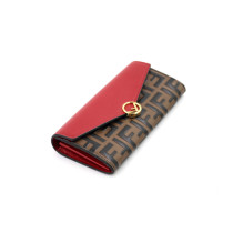 Fendi Portafoglio Continental Pelle Marrone e Rossa