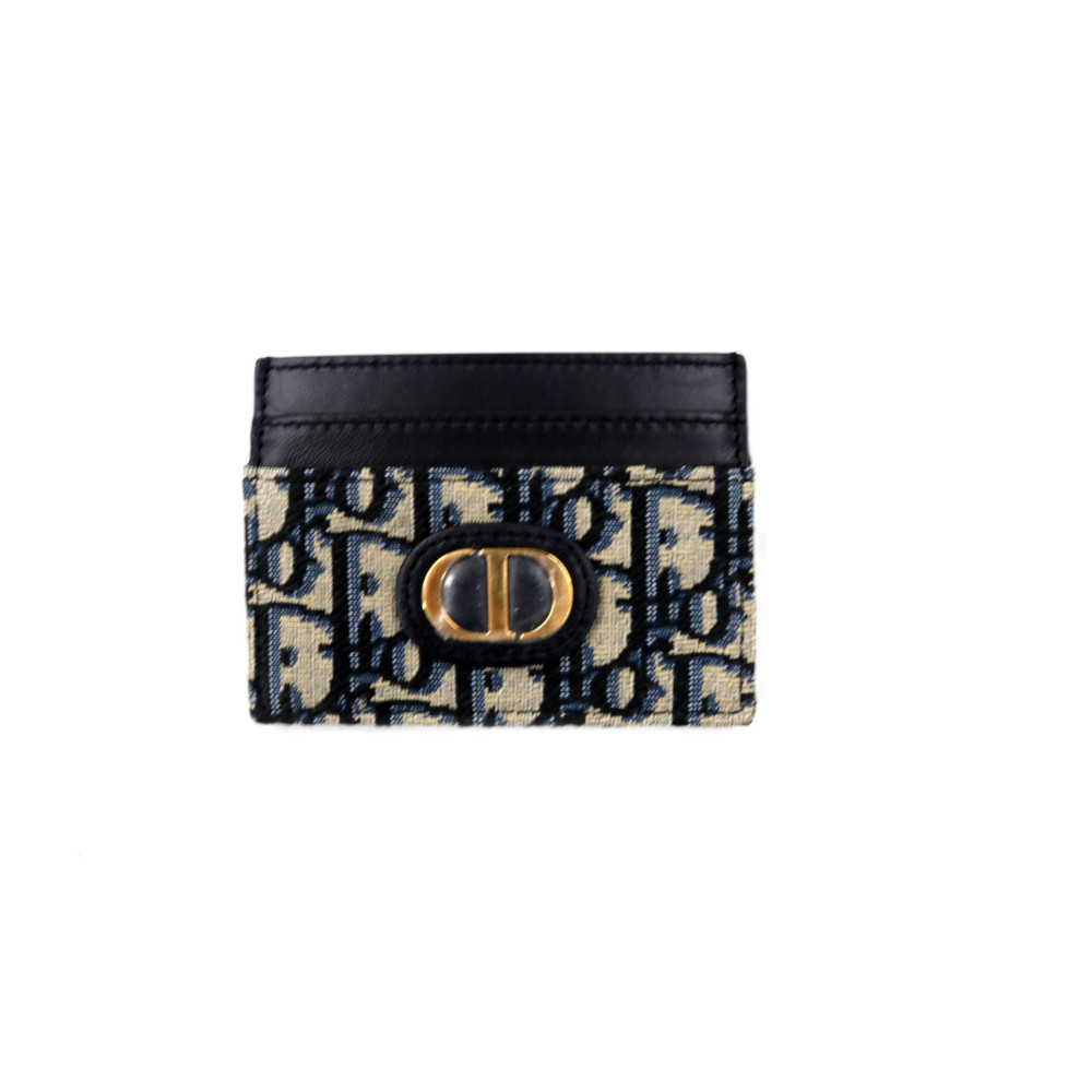 Dior Portacarte Tela Jacquard Blu