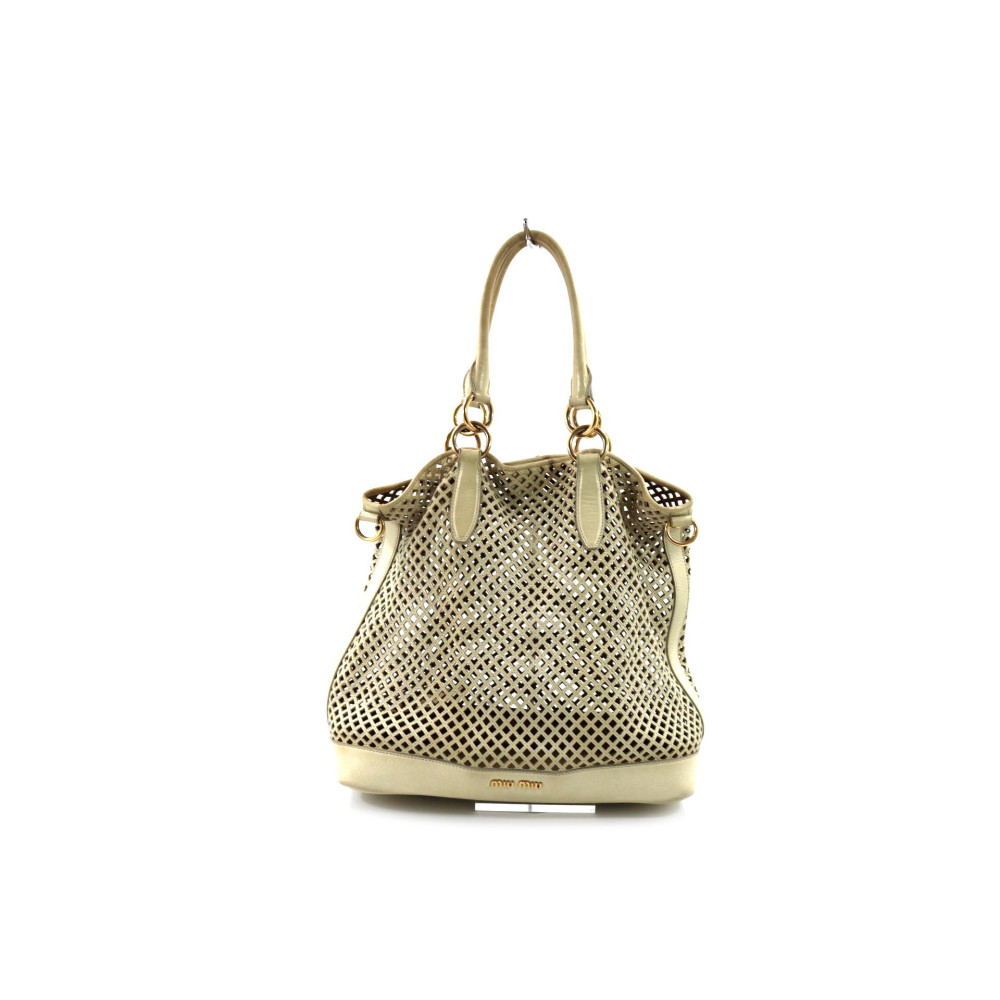 Miu Miu Shopping Pelle Traforata Burro