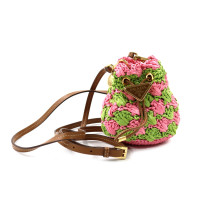 Prada Pouch Mini Raffia Rosa e Verde