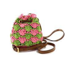 Prada Pouch Mini Raffia Rosa e Verde