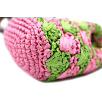 Prada Pouch Mini Raffia Rosa e Verde