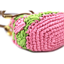 Prada Pouch Mini Raffia Rosa e Verde