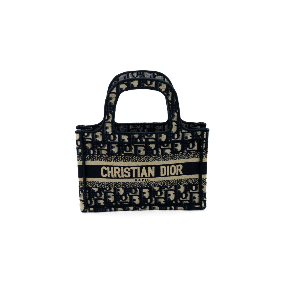 Dior Book Tote Mini Tela Blu