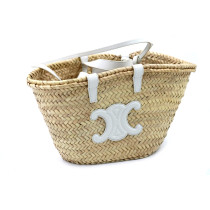 Celine Classic Panier Triomphe Rafia Beige