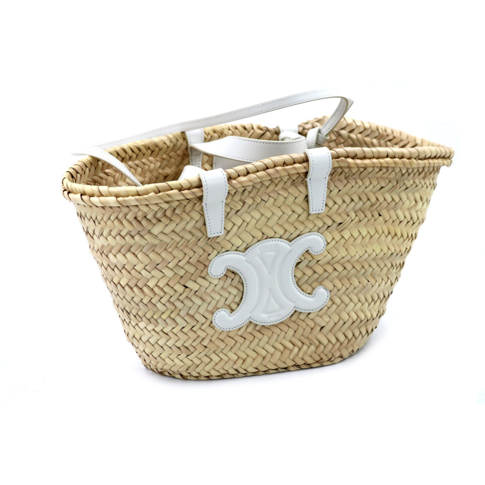 Celine Classic Panier Triomphe Rafia Beige