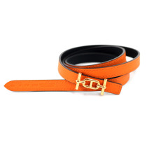 Hermes Cintura Reversibile Pelle Nera e Arancio