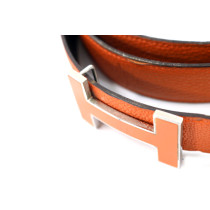 Hermes Cintura Pelle Nera e Arancio