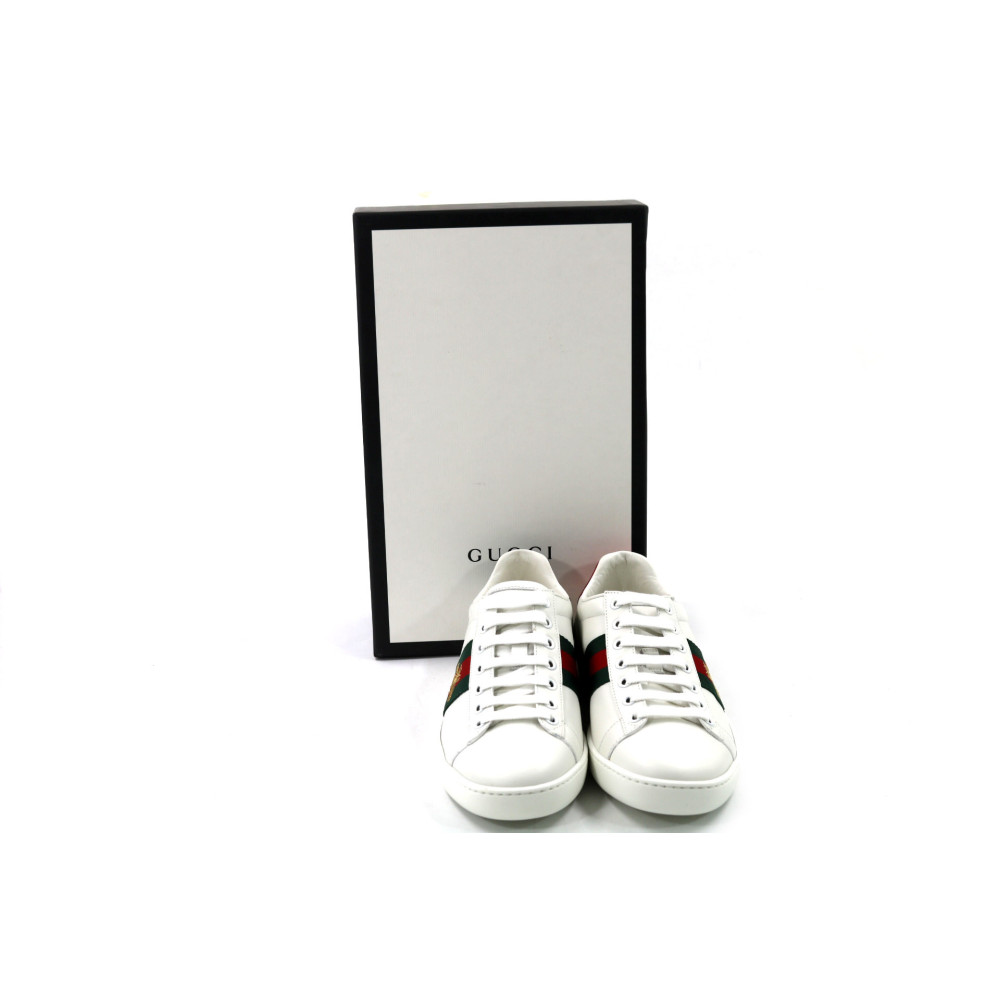Gucci Sneackers Pelle e Tessuto Bianco
