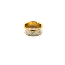 Louis Vuitton Anello Nanogram Enamel Metallo Bianco