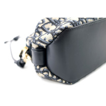 Dior Pochette Bow Tela Jacquard Oblique Blu