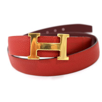 Hermes Cintura Pelle Rossa e Bordeaux