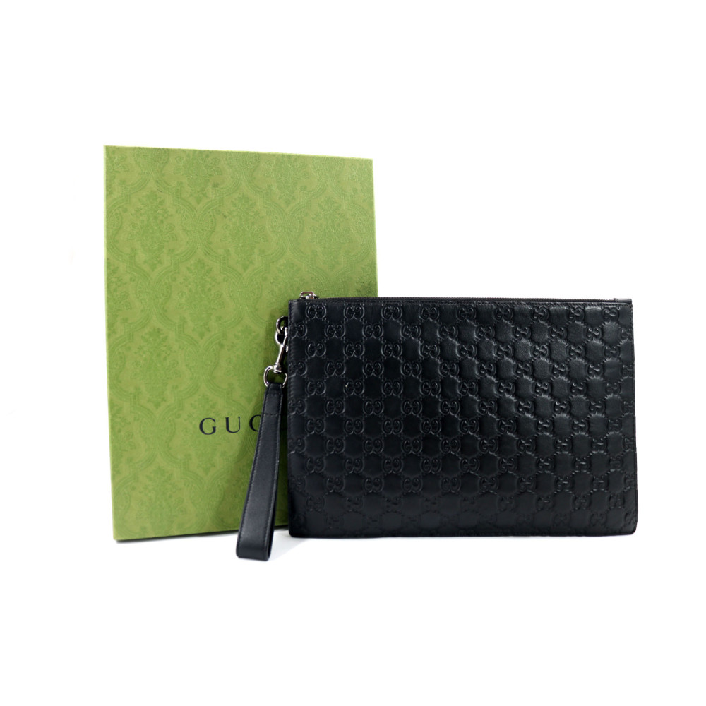 Gucci Pochette Pouch Emblem Pelle Nera