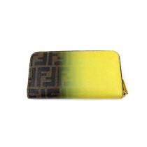 Fendi Portafoglio Zippy Tela Marrone e Gialla