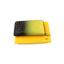 Fendi Portafoglio Zippy Tela Marrone e Gialla