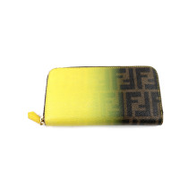 Fendi Portafoglio Zippy Tela Marrone e Gialla
