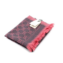 Gucci Sciarpa Graphite GG Jacquard Lana Grigia e Rosa