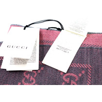 Gucci Sciarpa Graphite GG Jacquard Lana Grigia e Rosa