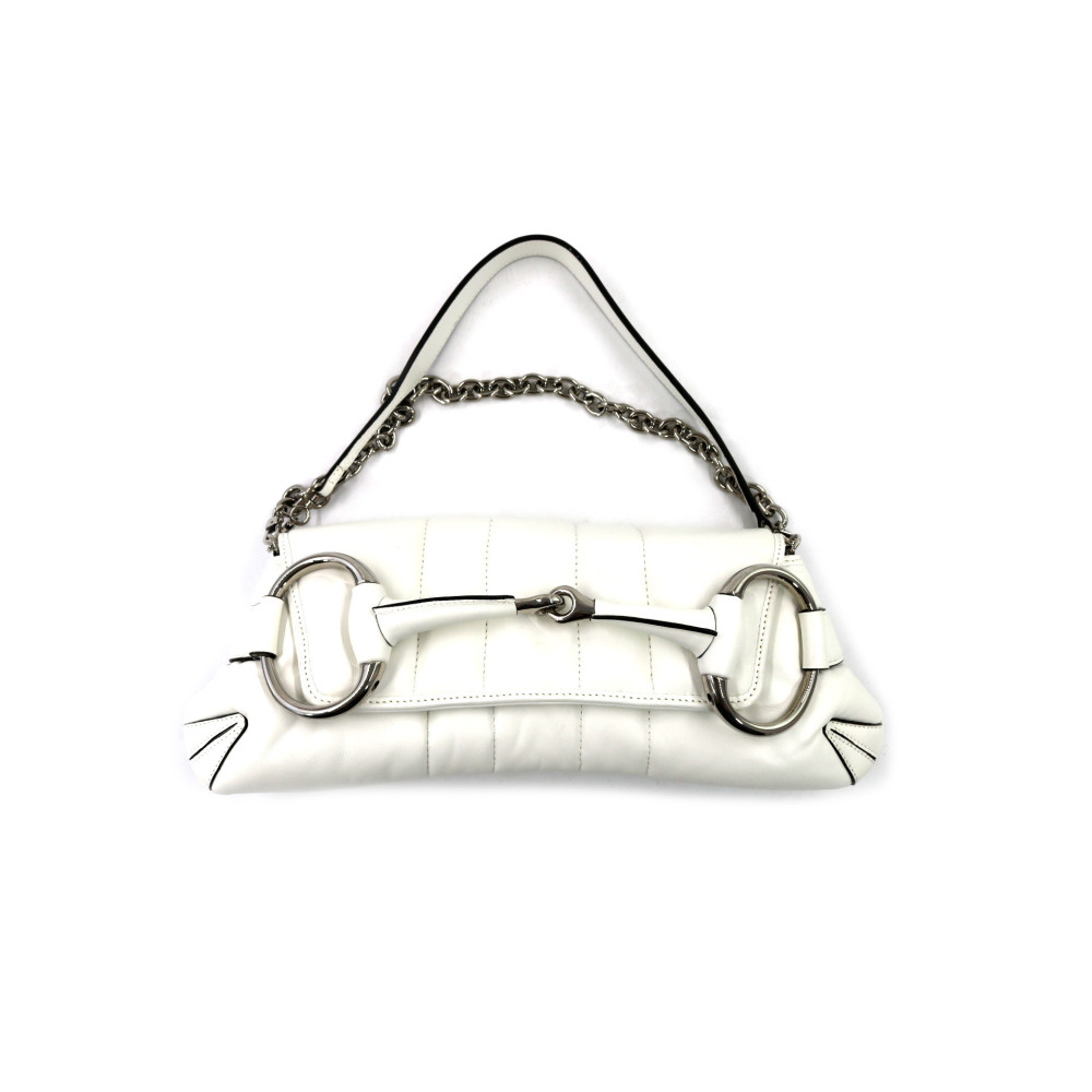 Gucci Horsebit Chain Pelle Bianca