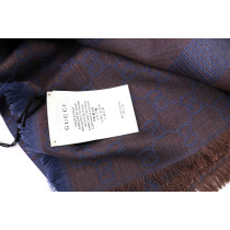 Gucci Sciarpa Stola Lana e Seta Marrone e Blu