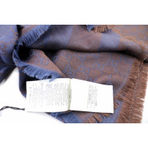 Gucci Sciarpa Stola Lana e Seta Marrone e Blu