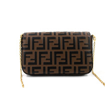 Fendi Wallet on Chain FF Diamonds Pelle Marrone