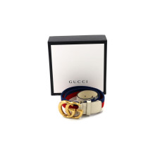 Gucci Cintura Buckle Cotone Blu, Rosso, Bianco