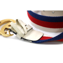 Gucci Cintura Buckle Cotone Blu, Rosso, Bianco