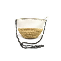 Stella McCartney Tracolla Paglia e Tessuto Panna