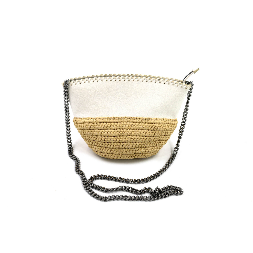 Stella McCartney Tracolla Paglia e Tessuto Panna