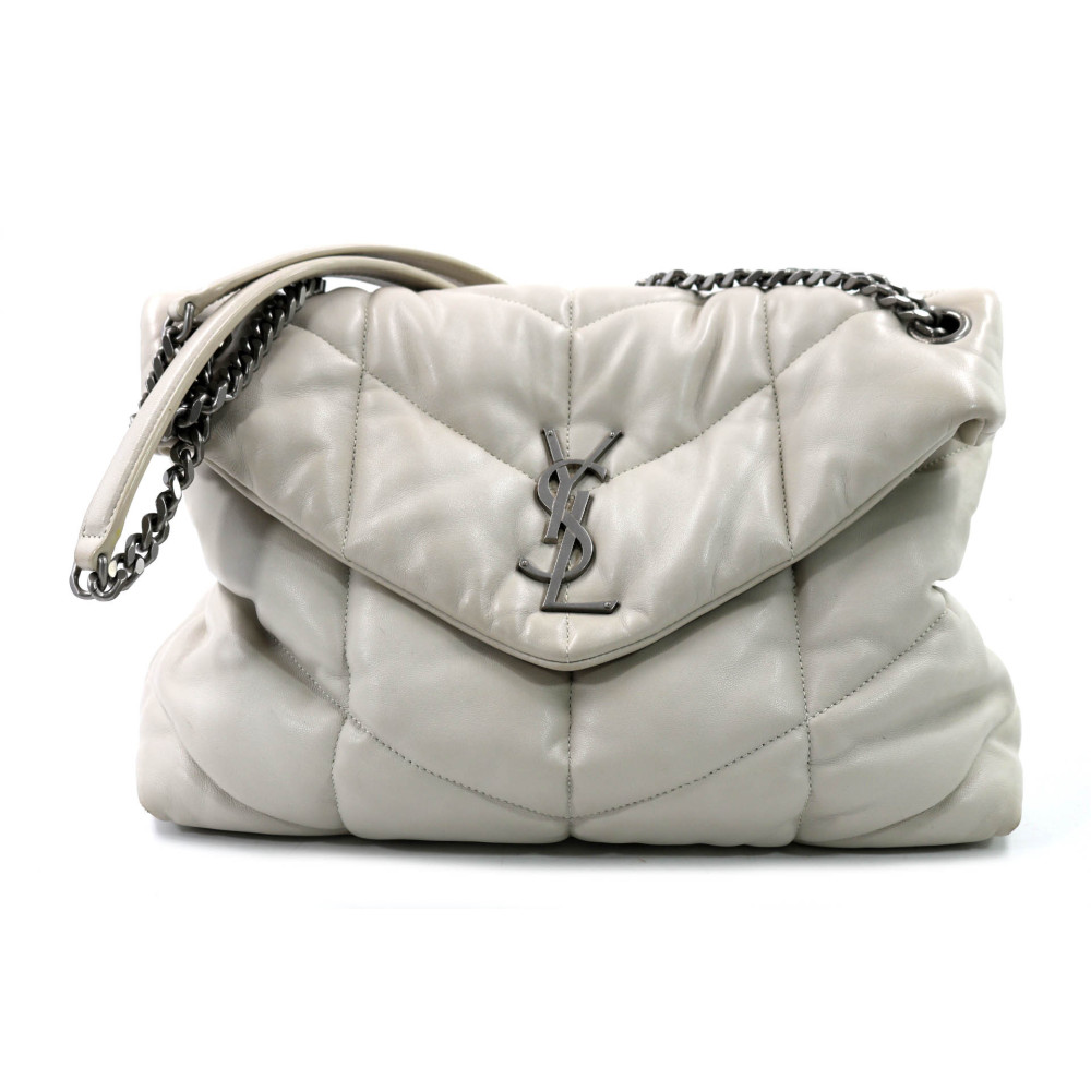 Saint Laurent Lou Lou Puffer Pelle Blanc Vintage