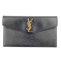 Saint Laurent Uptown Pochette Pelle Goffrata Grain De Poudre Nera