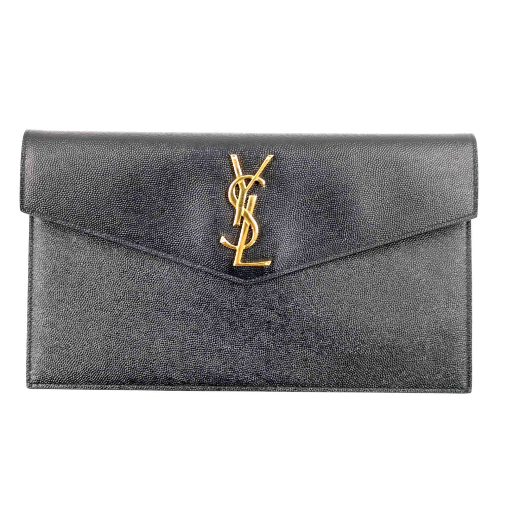 Saint Laurent Uptown Pochette Pelle Goffrata Grain De Poudre Nera