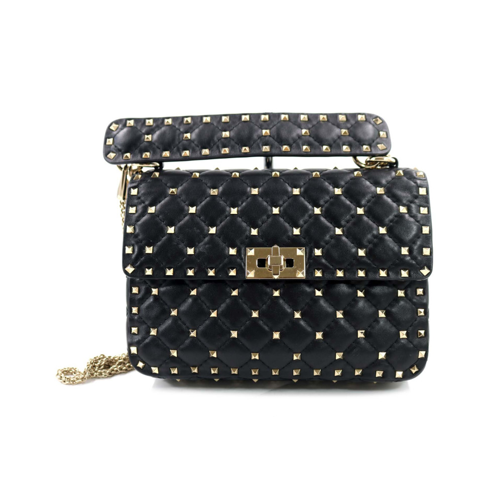 Valentino Rockstud Spike Media Pelle Nera