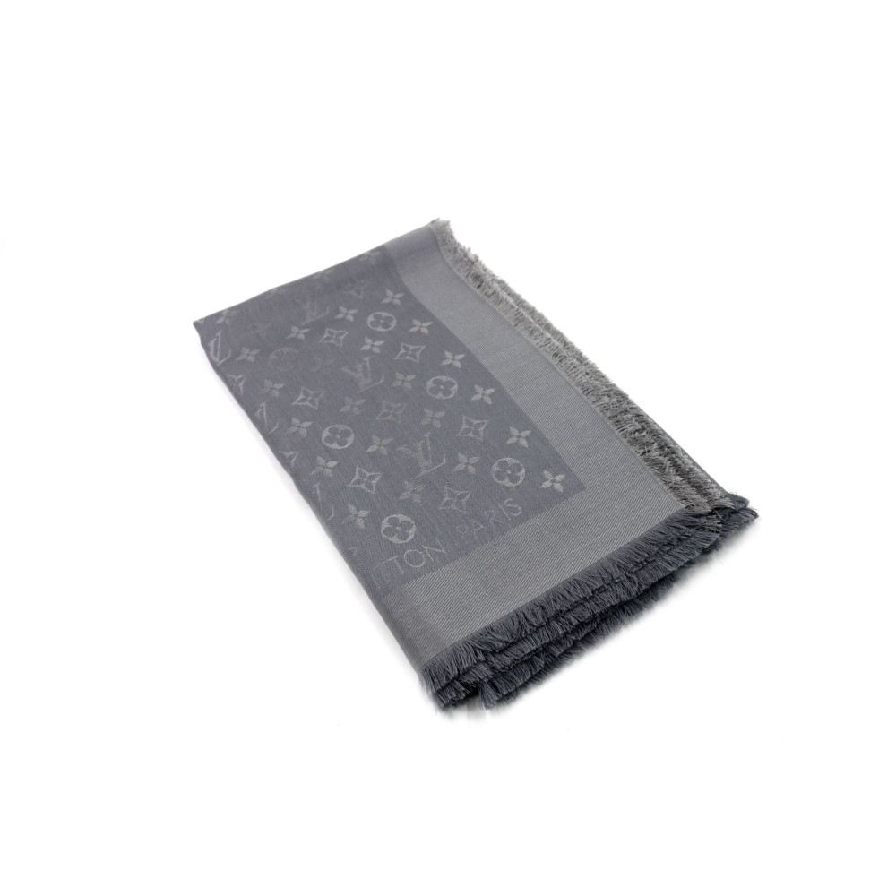 Louis Vuitton Stola Seta e Lana Monogram Grigio