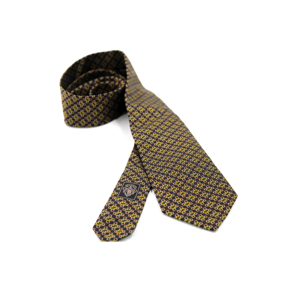 Gucci Cravatta Seta Prugna e Giallo