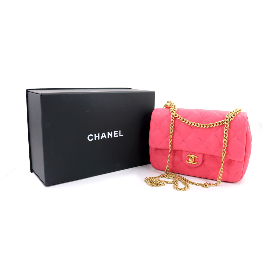 Chanel Tracolla Small Pelle Caviar Rosa Ciclamino