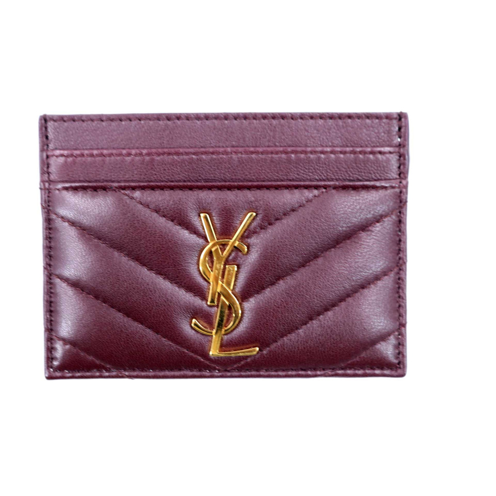 Saint Laurent Portacarte Pelle Bordeaux