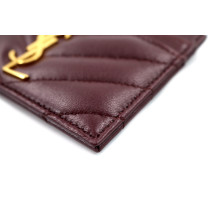 Saint Laurent Portacarte Pelle Bordeaux